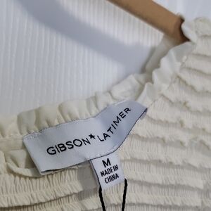 NWT Gibson Latimer Ivory Textured Blouse